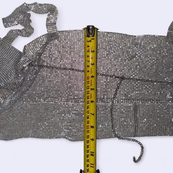 Silver Rhinestone Chainmail Rave/ Festival Top - One Size - Picture 4 of 4